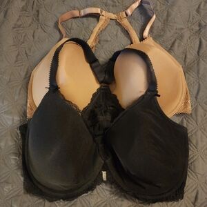 Front Closure Black and Tan Lace Bras